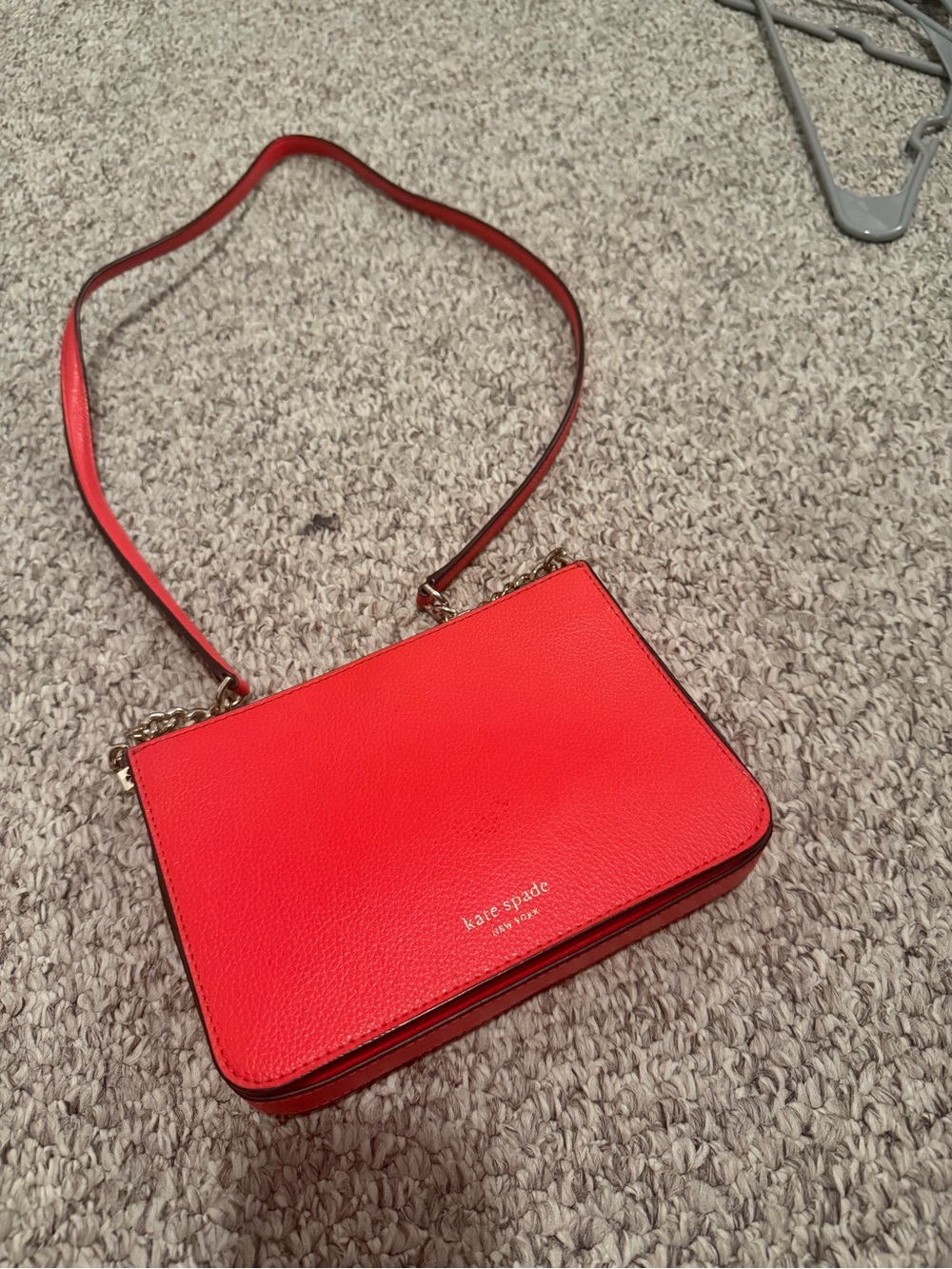 kate spade Red Leather Crossbody with Gold Chain Trim - Picture 2 of 9
